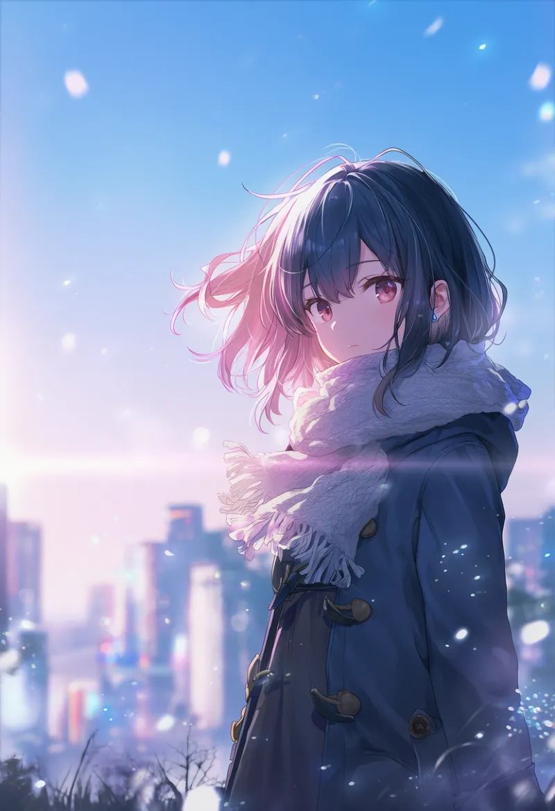 冬の都市のAIイラスト