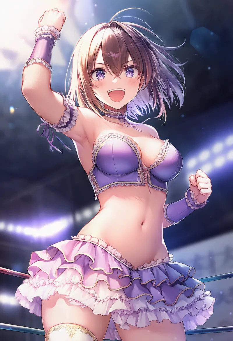 多段フリル付きスカートのプロレス衣装のAIイラスト｜プロンプト紹介
