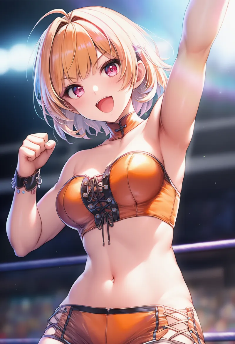 フロントレースアップ装飾のプロレス衣装のAIイラスト｜プロンプト紹介