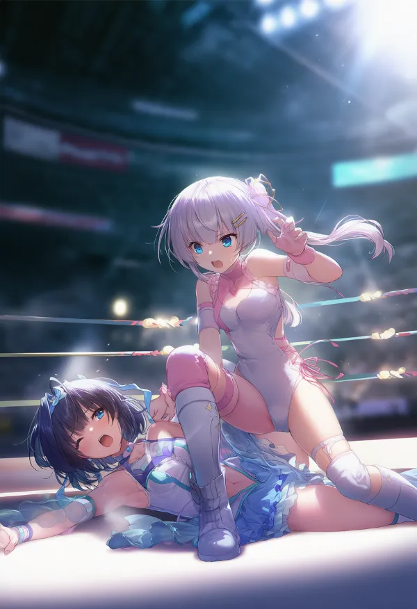 プロレス試合中のAIイラスト｜プロンプト：wrestling