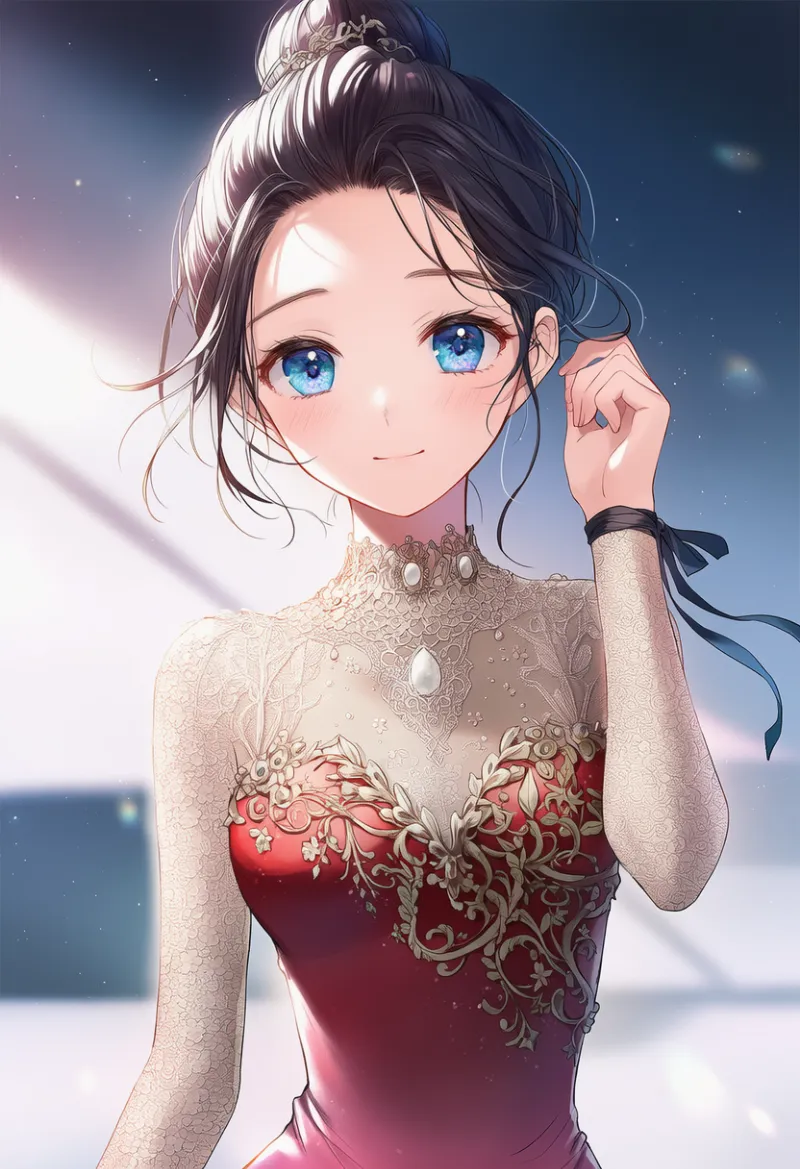 手首のリボンのAIイラスト（フィギュアスケートドレス用）｜プロンプト紹介