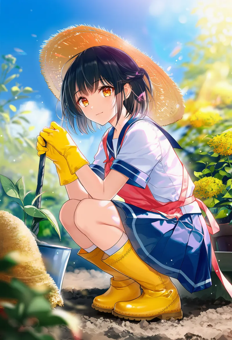 レインブーツのAIイラスト（園芸アイテム）｜プロンプト紹介