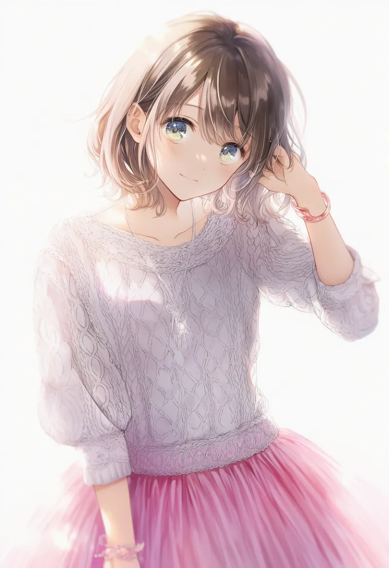 （NovelAI生成）ペールラベンダー×ダスティピンクの淡色コーデのAIイラスト｜プロンプト紹介用