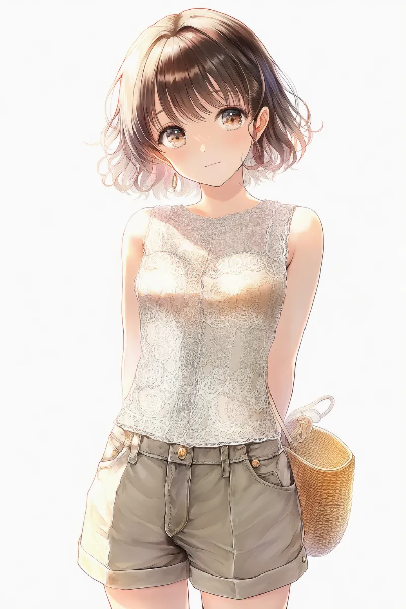 （NovelAI生成）アーモンド×ピスタチオ配色の淡色コーデのAIイラスト｜プロンプト紹介用