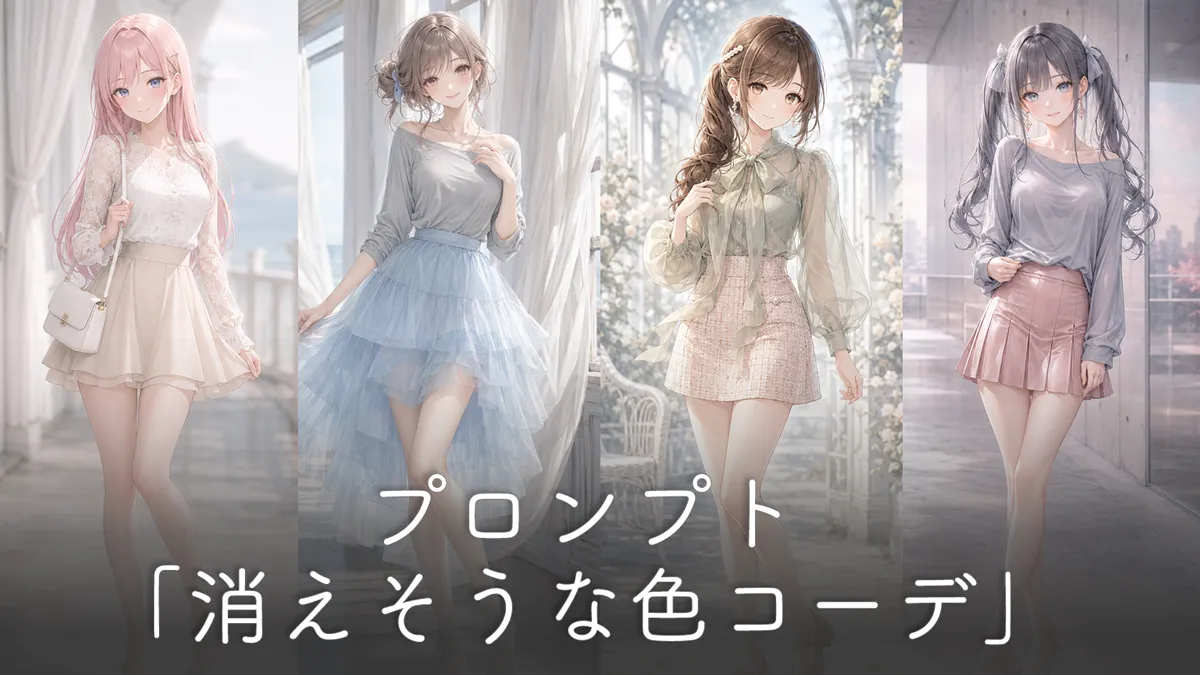 淡い色・消えそうな色コーデの服装プロンプト集【AIイラスト】