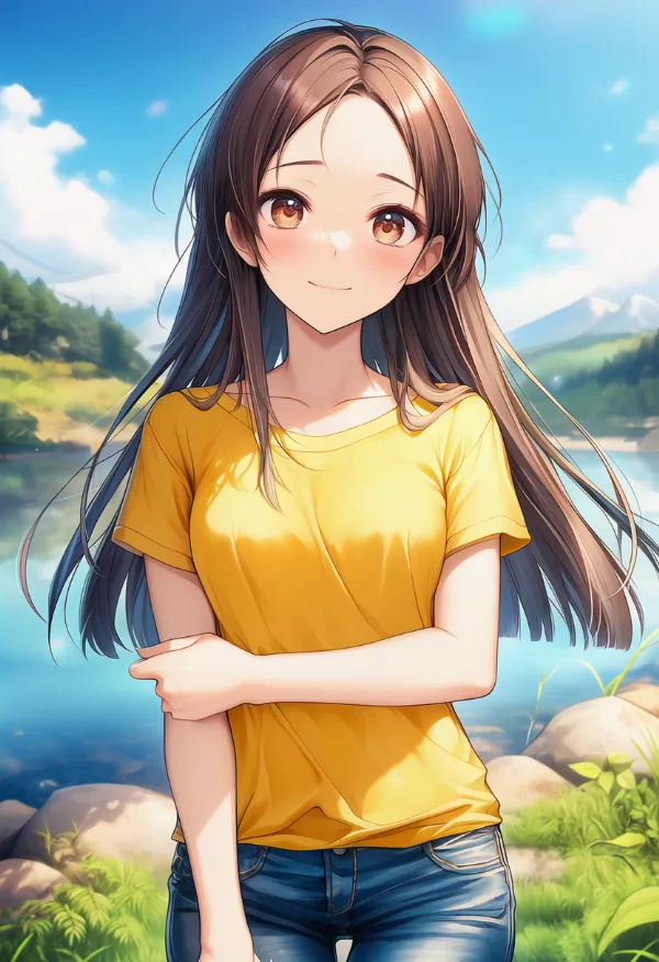 腕を胸に回す仕草のAIイラスト｜プロンプト紹介用