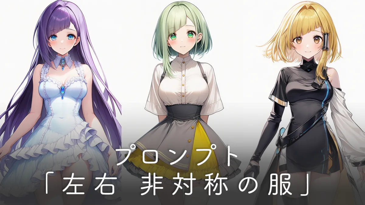 左右非対称（アシンメトリー）の服装プロンプト集【AIイラスト】