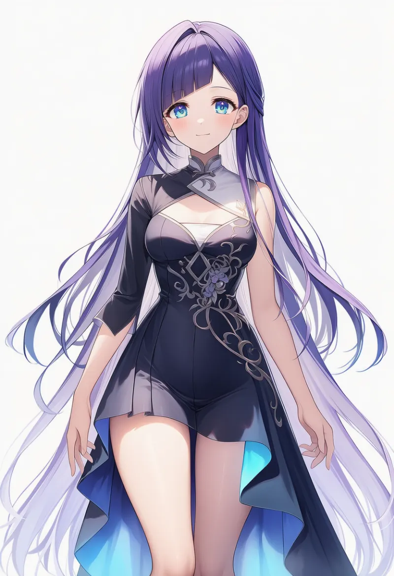 両面生地のフィッシュテールドレスのAIイラスト｜プロンプト紹介用