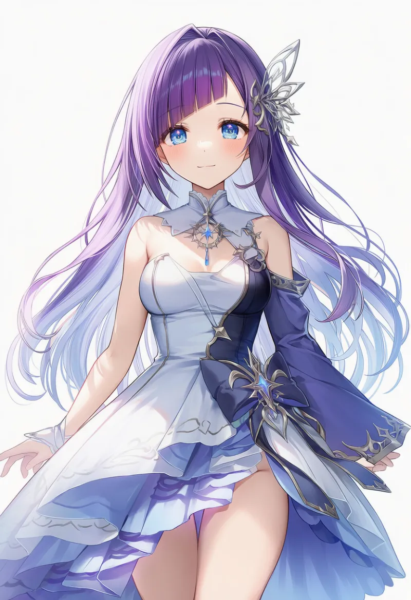 袖の長さ違いレイヤードドレスのAIイラスト｜プロンプト紹介用