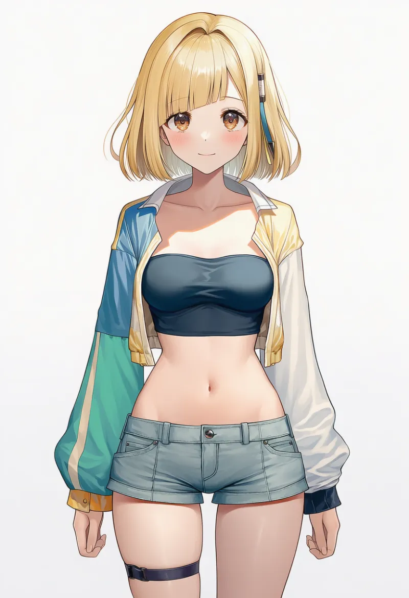 色違いのシャツの重ね着のAIイラスト｜プロンプト紹介用