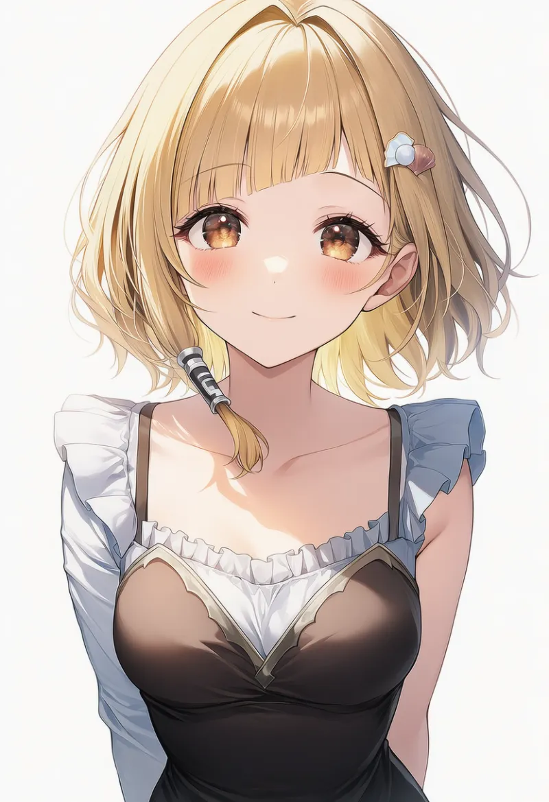 長さ違いのフリルシャツのAIイラスト｜プロンプト紹介用