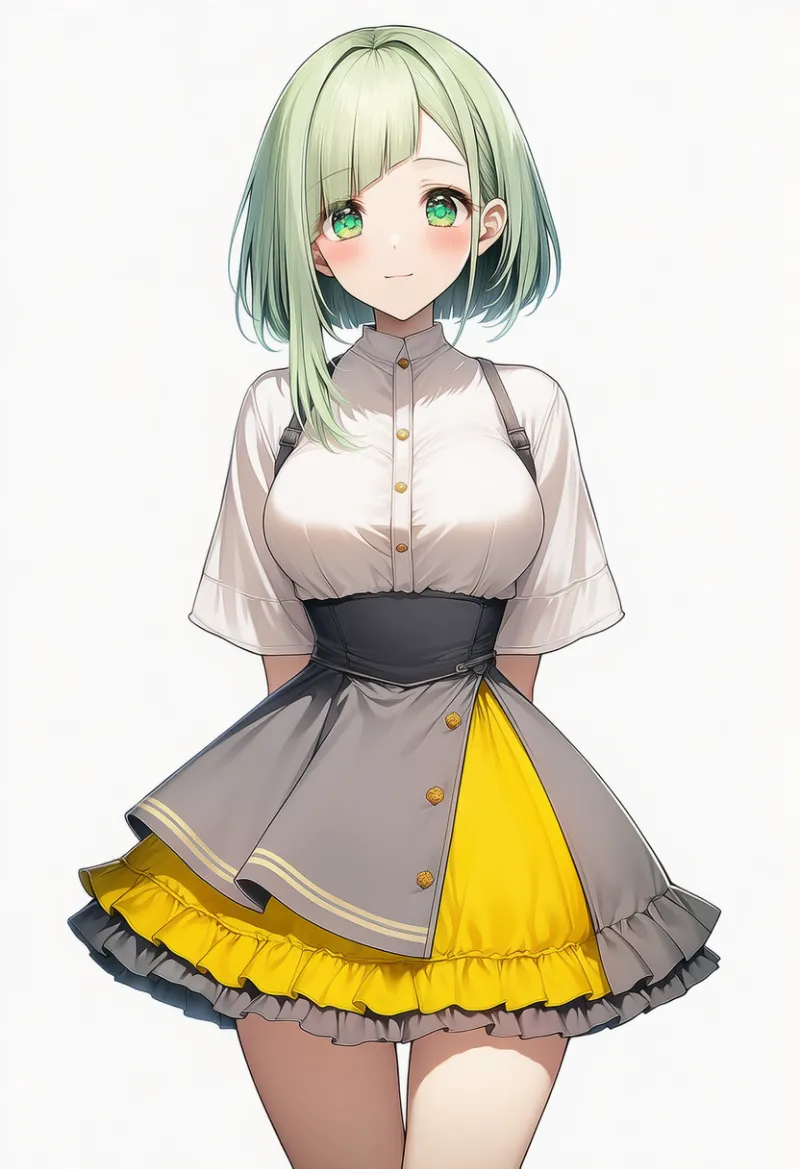 フリル付き裾の非対称スカートのAIイラスト｜プロンプト紹介用