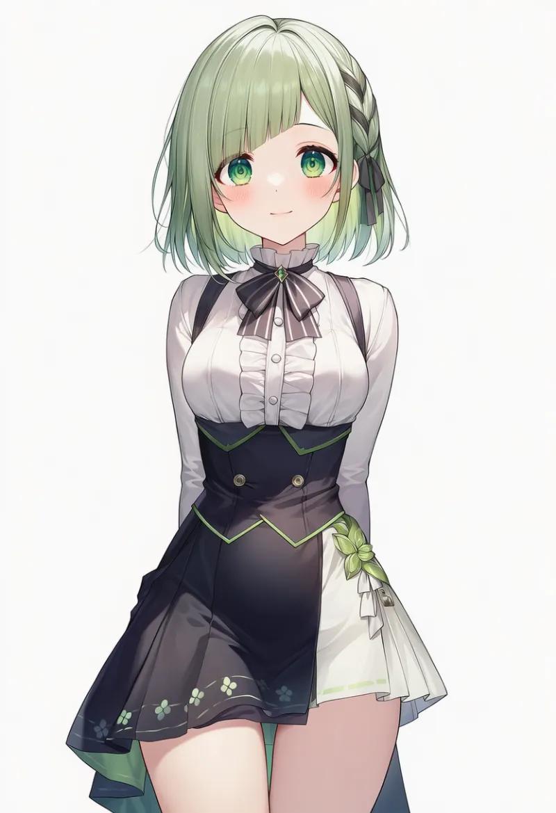 リボン片側フリルスカートのAIイラスト｜プロンプト紹介用