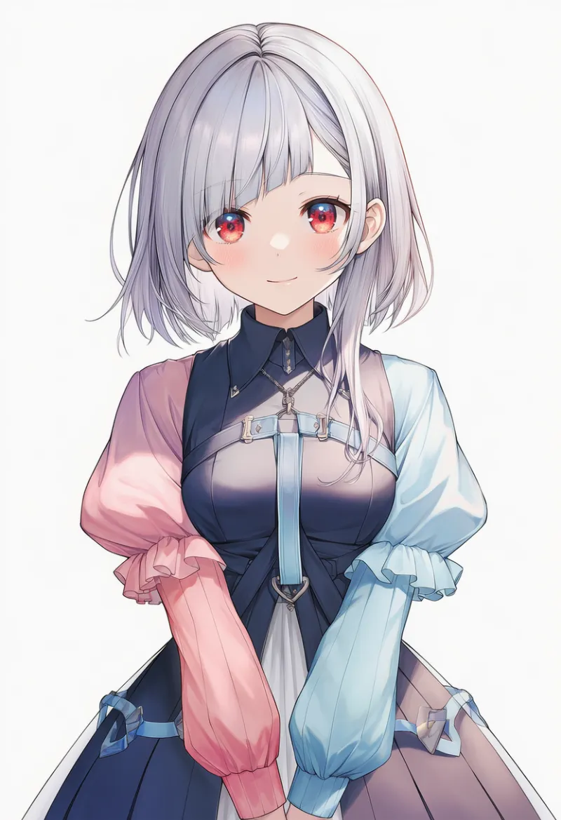 色柄違いパフスリーブのAIイラスト｜プロンプト紹介用