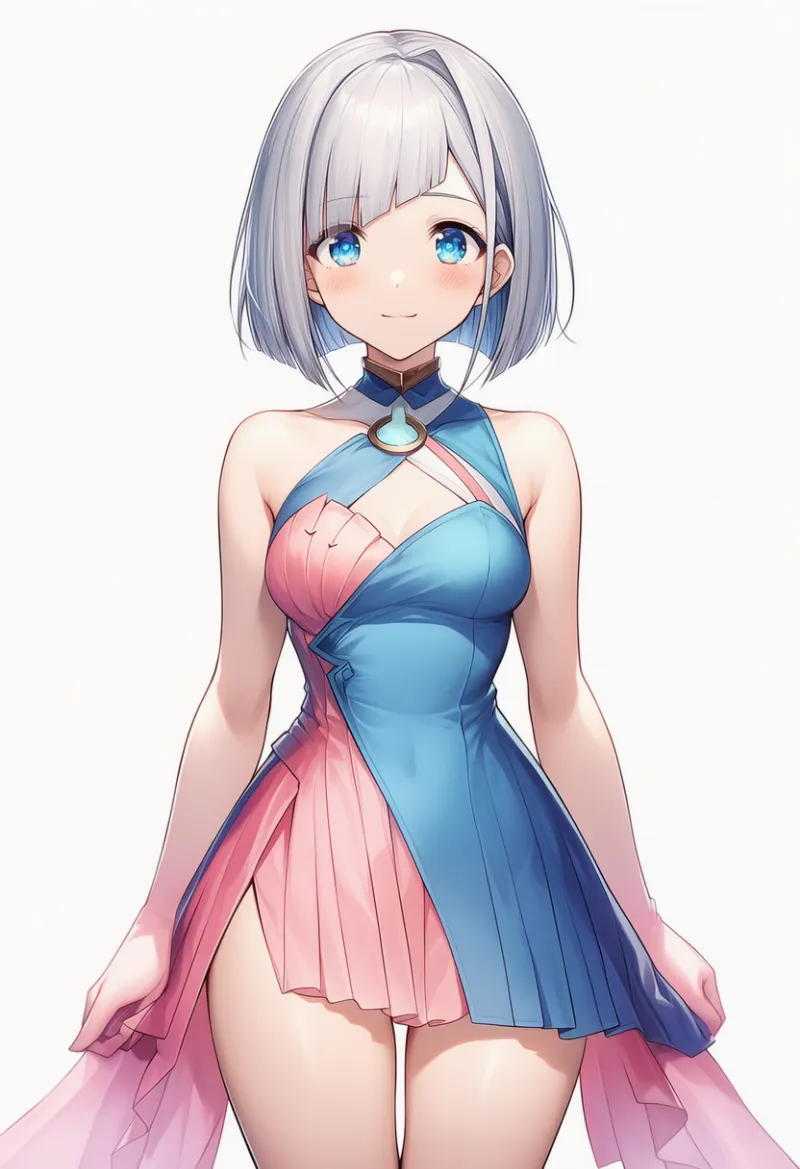 左右非対称のドレスのAIイラスト｜プロンプト紹介用