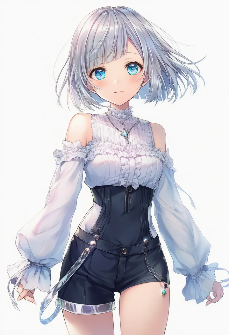 左右非対称のショートパンツのAIイラスト｜プロンプト紹介用