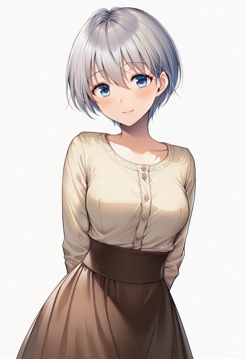 ベージュ × ブラウン（ヴィンテージ服）の2色配色の服のAIイラスト｜プロンプト紹介用