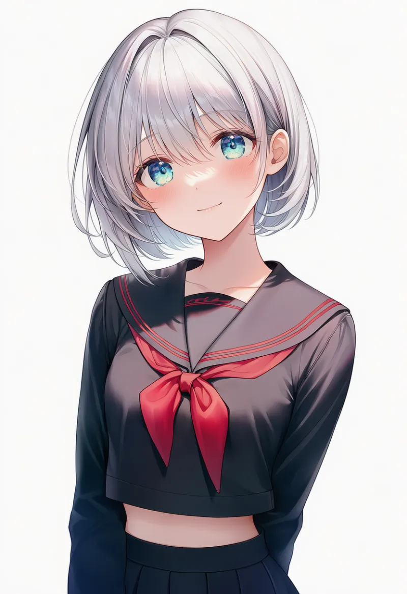 ブラック × レッド（セーラー服）の2色配色の服のAIイラスト｜プロンプト紹介用