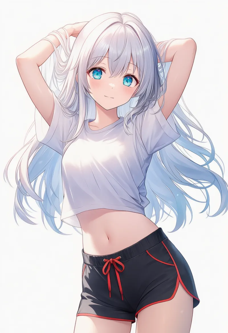 黒色のドルフィンパンツ（赤色のパイピング）のAIイラスト