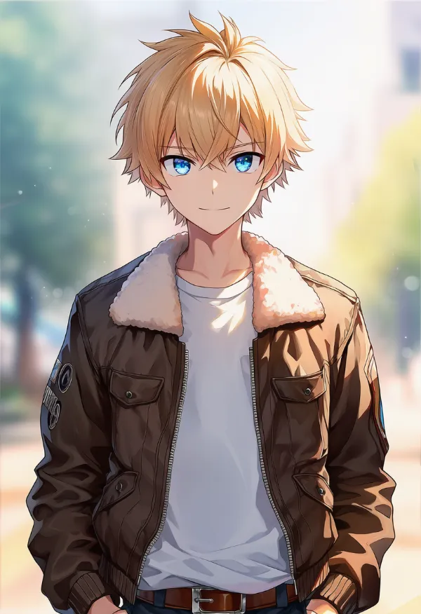 ボンバージャケット（男性の服）のAIイラスト｜プロンプト紹介