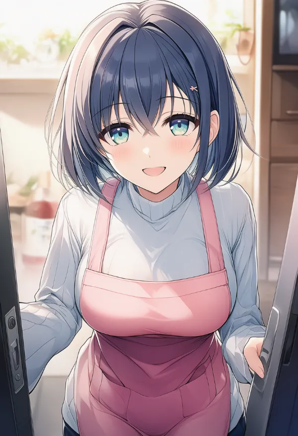エプロンを着けた主婦のAIイラスト