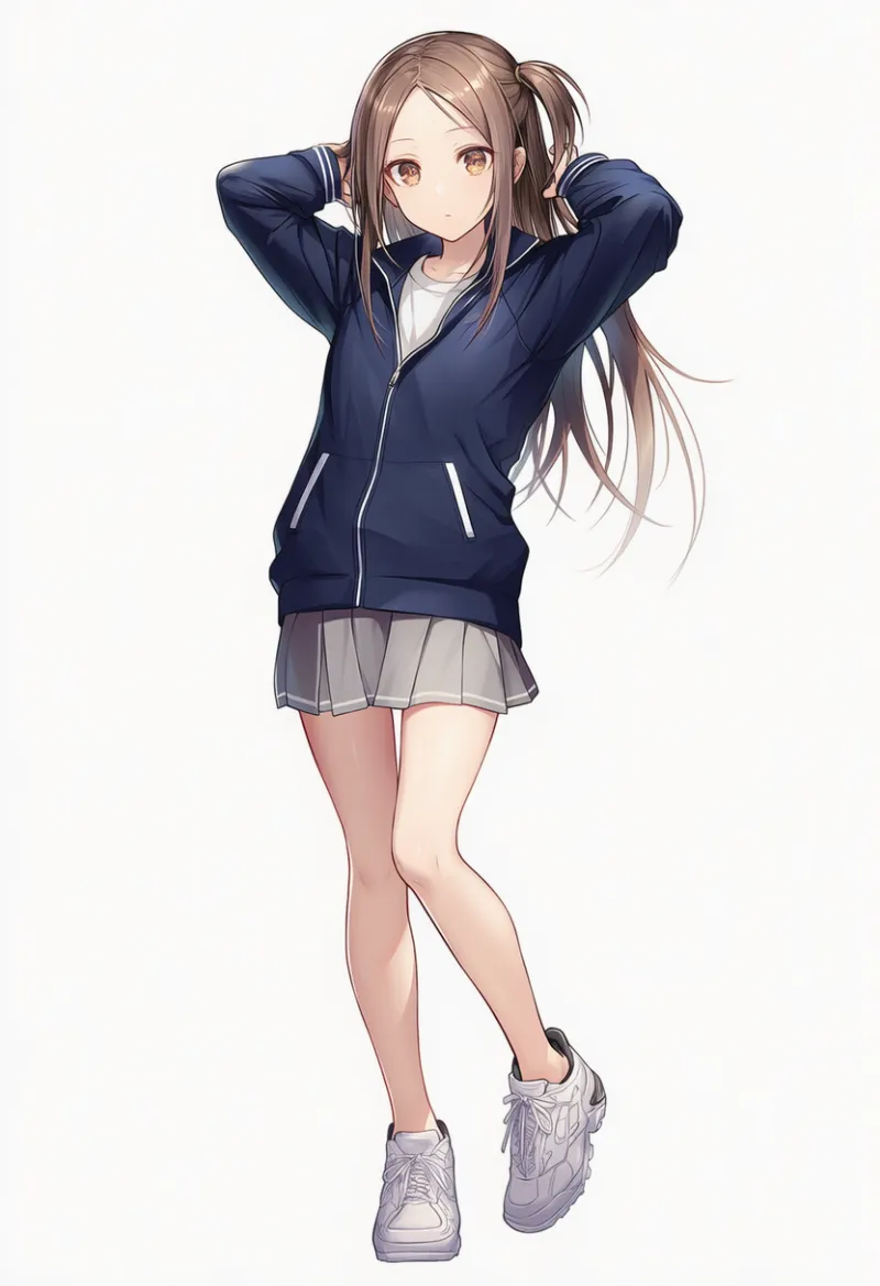 NovelAI生成：ジャージ × ミニスカパン（普通の服コーデ）のAIイラスト｜プロンプト紹介用