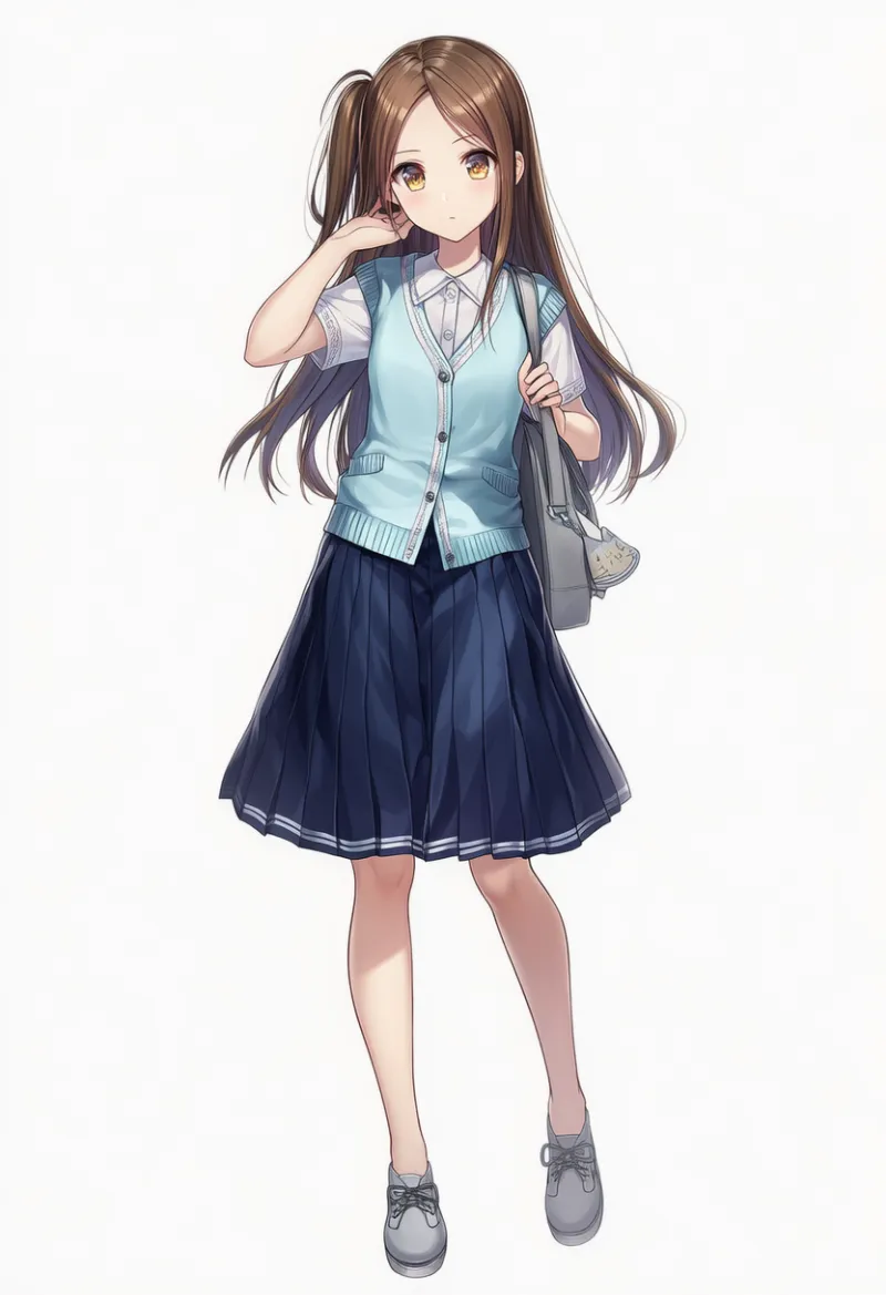 NovelAI生成：アンサンブルニット × フレアスカート（普通の服コーデ）のAIイラスト｜プロンプト紹介用