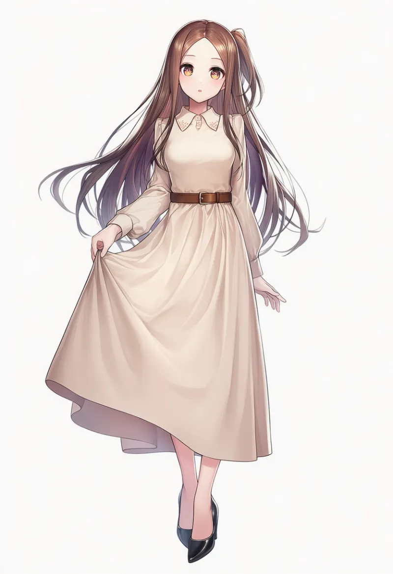 NovelAI生成：シャツワンピース × 細ベルト（普通の服コーデ）のAIイラスト｜プロンプト紹介用