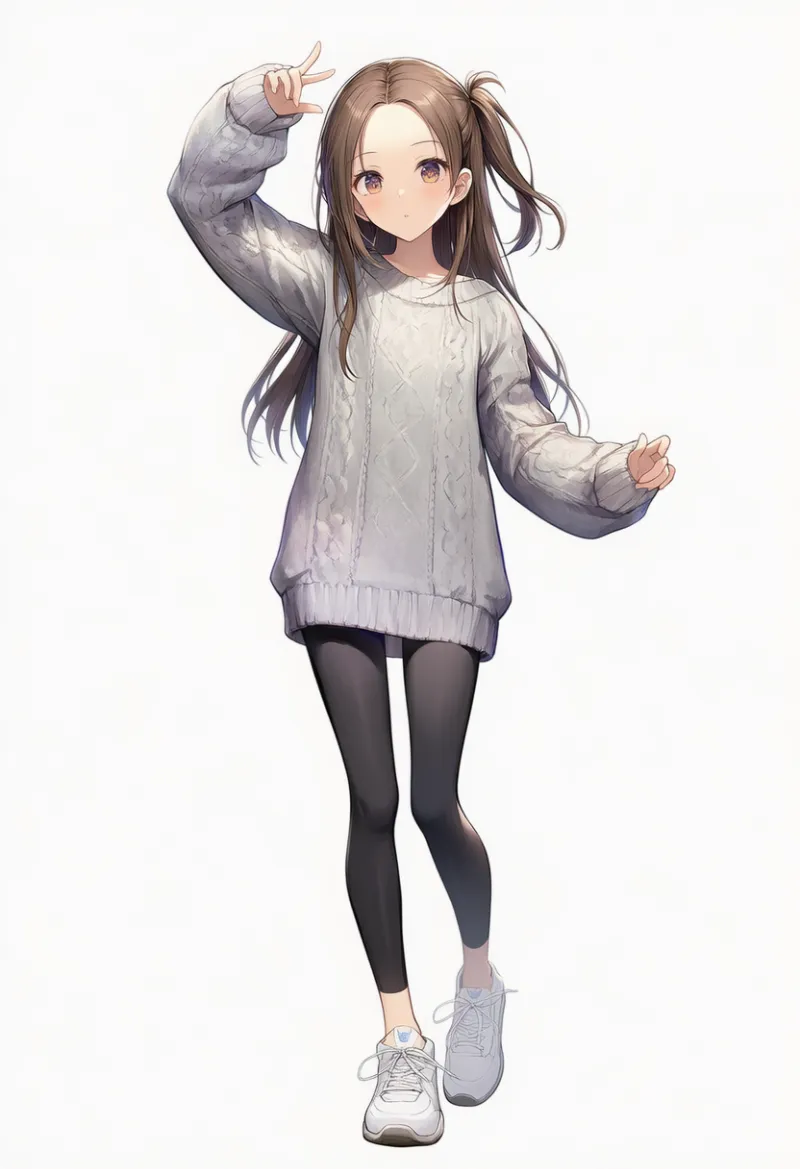 NovelAI生成：スウェットワンピース × レギンス（普通の服コーデ）のAIイラスト｜プロンプト紹介用