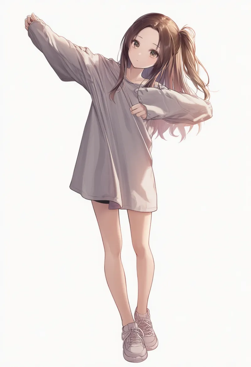 ゆったりリラックスした普通の服のAIイラスト｜プロンプト紹介用
