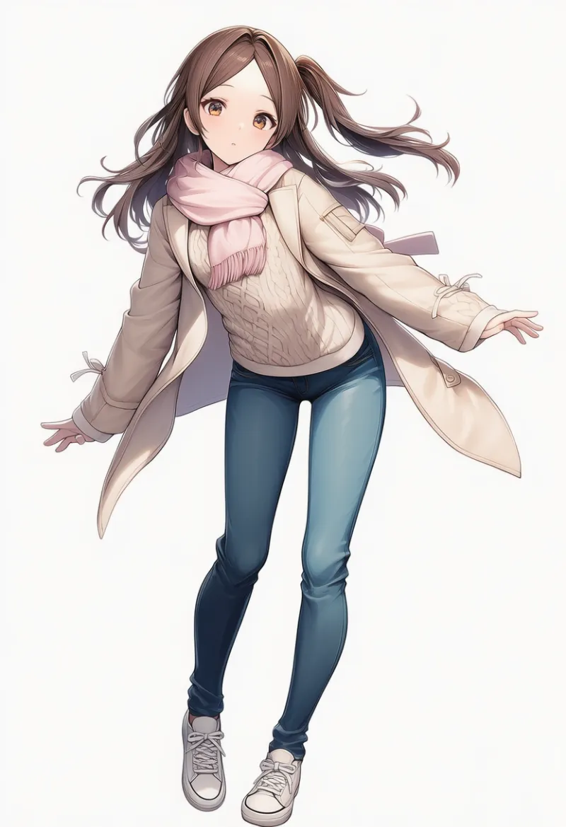 冬の普通の服（しっかり防寒している服）のAIイラスト｜プロンプト紹介用