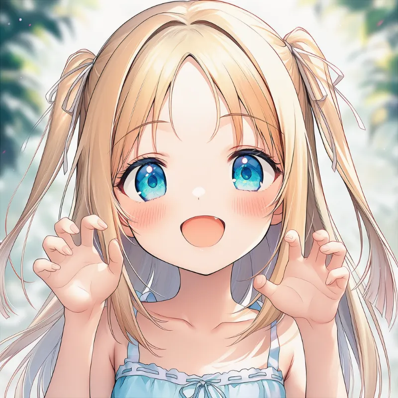 指を曲げる（がおーのポーズ）仕草のAIイラスト｜プロンプト紹介