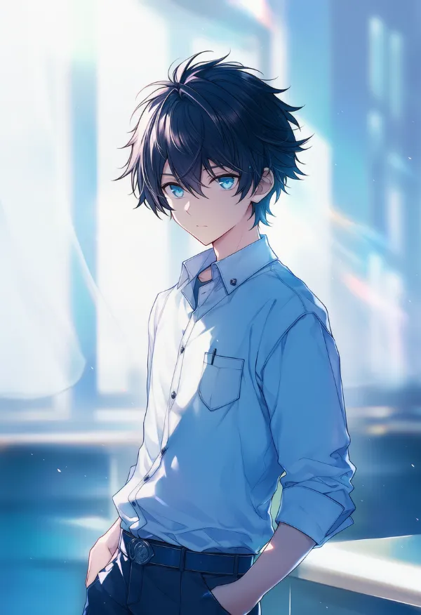 襟付きシャツ（男性の服）のAIイラスト｜プロンプト紹介