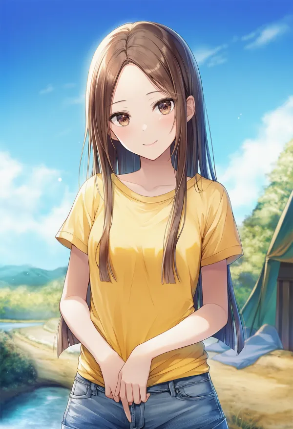 お腹を隠す仕草のAIイラスト｜プロンプト紹介用