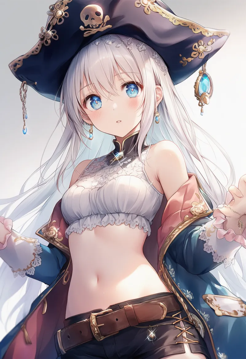 クロップトップのAIイラスト（海賊の衣装）