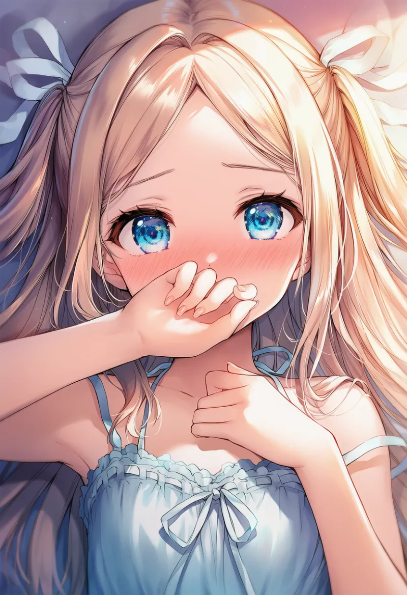柔らかく指を丸めた手を口元にあてている仕草のAIイラスト｜プロンプト紹介用