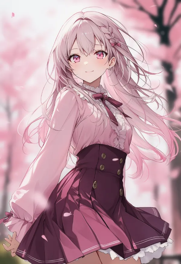 濃いピンクの服のAIイラスト｜プロンプト紹介：dark pink clothes