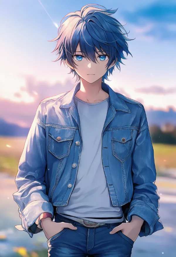 デニムシャツ（男性の服）のAIイラスト｜プロンプト紹介