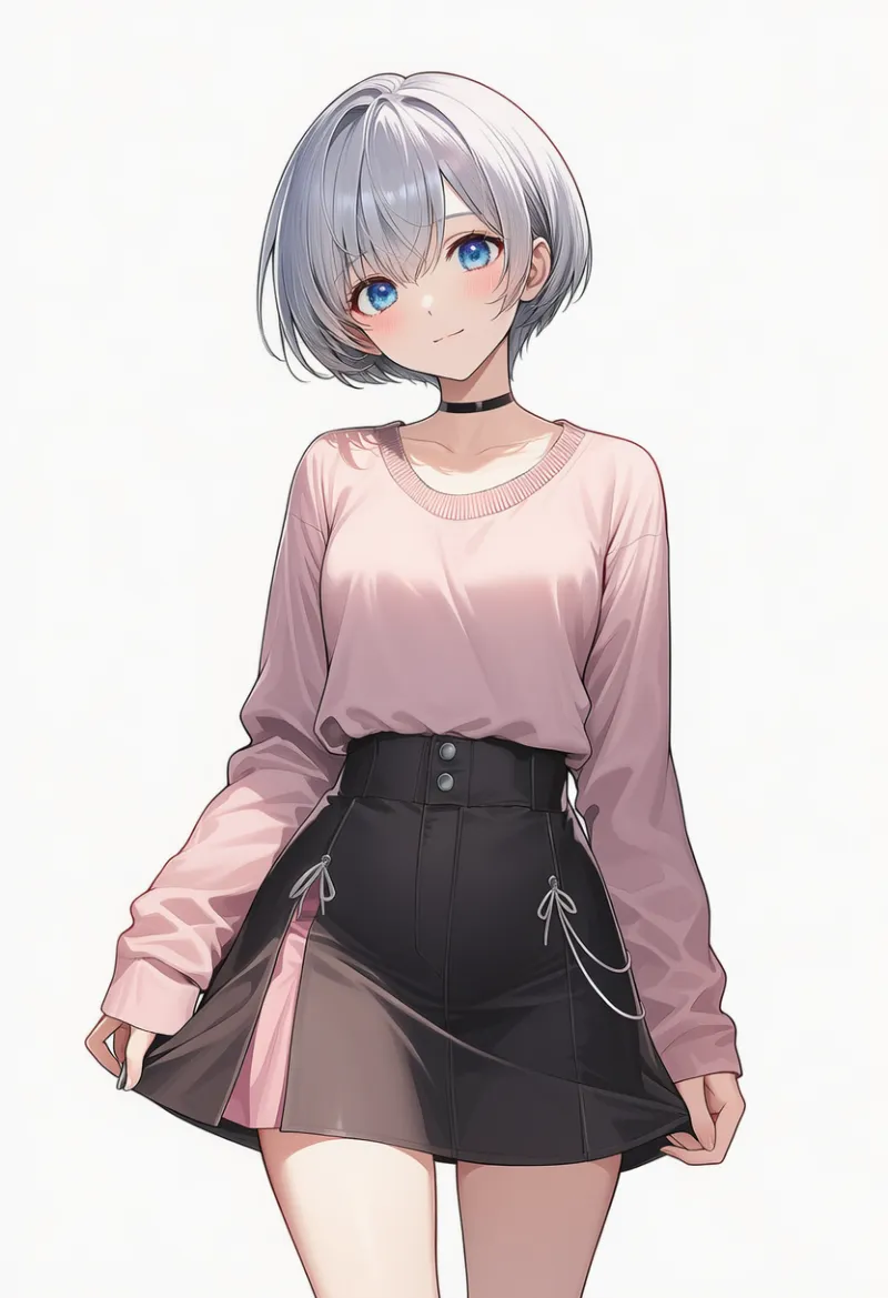 ダスティピンク × グレージュ（エモファッション）の2色配色の服のAIイラスト｜プロンプト紹介用
