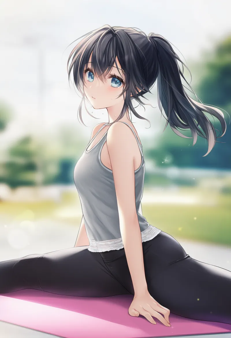 ヨガのエクササイズ中のAIイラスト