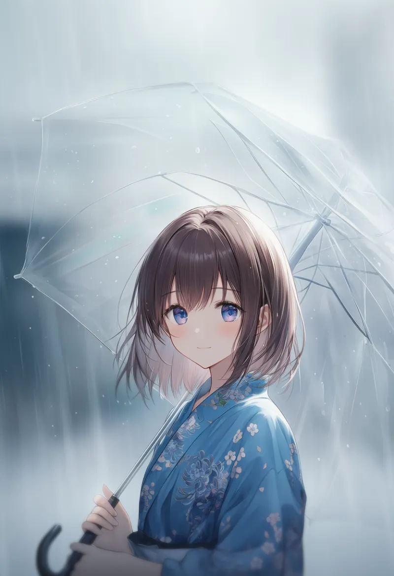 もやがかかった雰囲気のAIイラスト（梅雨シーズン）｜プロンプト紹介用