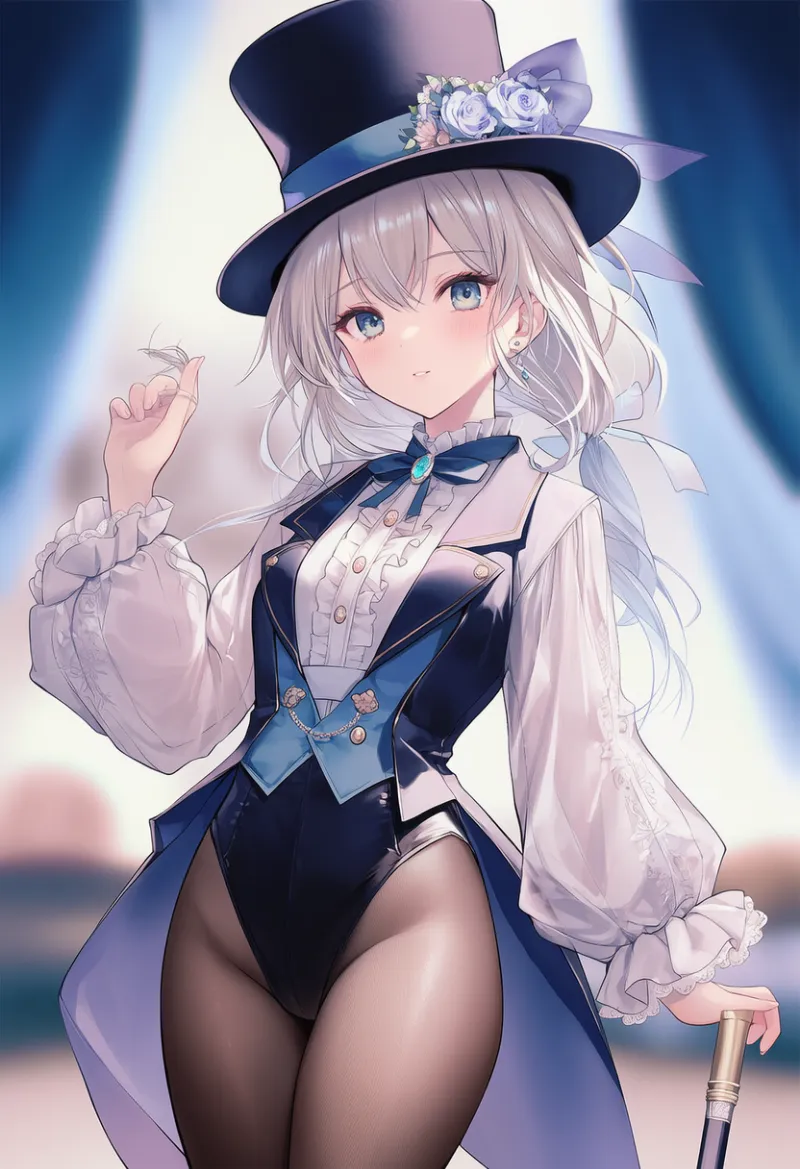 フリル付き袖（マジシャン衣装）のAIイラスト｜プロンプト紹介