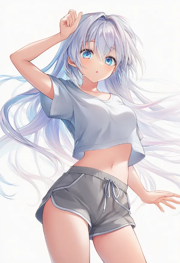 グレーのドルフィンショーツのAIイラスト（配色バリエーション資料用）