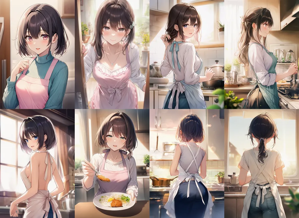 プロンプト「housewife」で生成した主婦のAIイラスト（NovelAI）