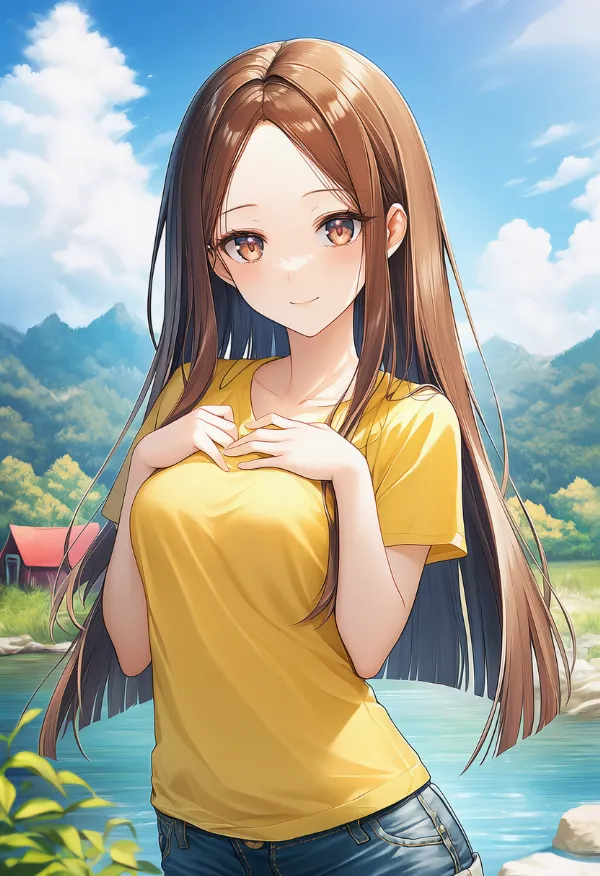 胸に手を置く仕草のAIイラスト｜プロンプト紹介用