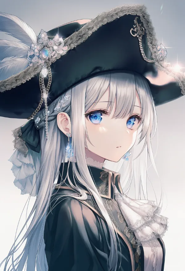 羽根付き帽子のAIイラスト（海賊の衣装）
