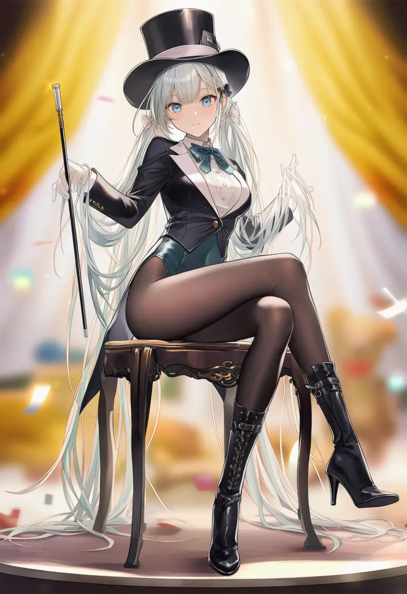 ハイヒールブーツ（マジシャン衣装）のAIイラスト｜プロンプト紹介