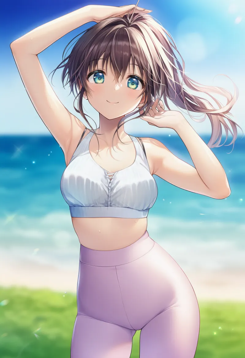 ハイウエストパンツ（ヨガウェア）のAIイラスト｜プロンプト紹介