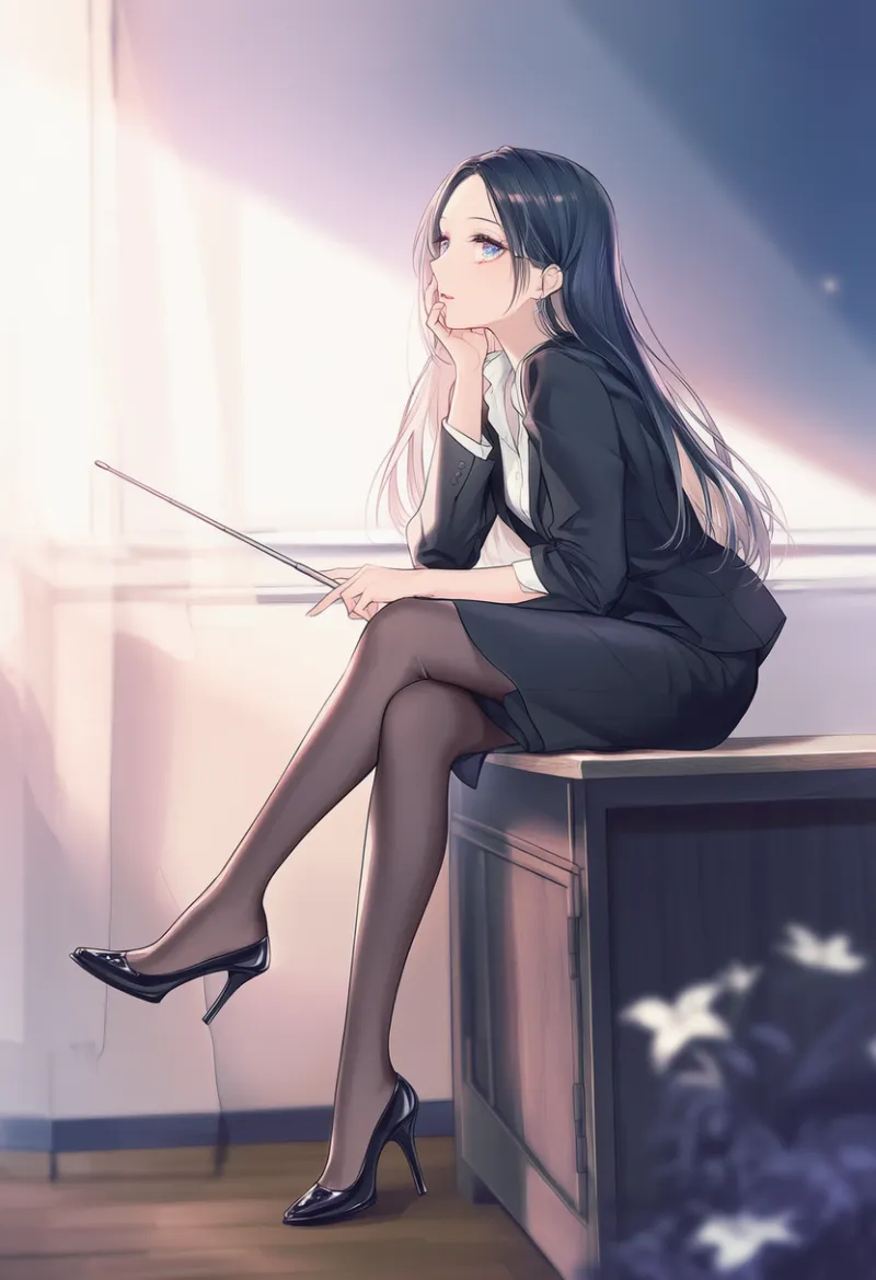 ハイヒールを着用した女教師のAIイラスト｜プロンプト紹介