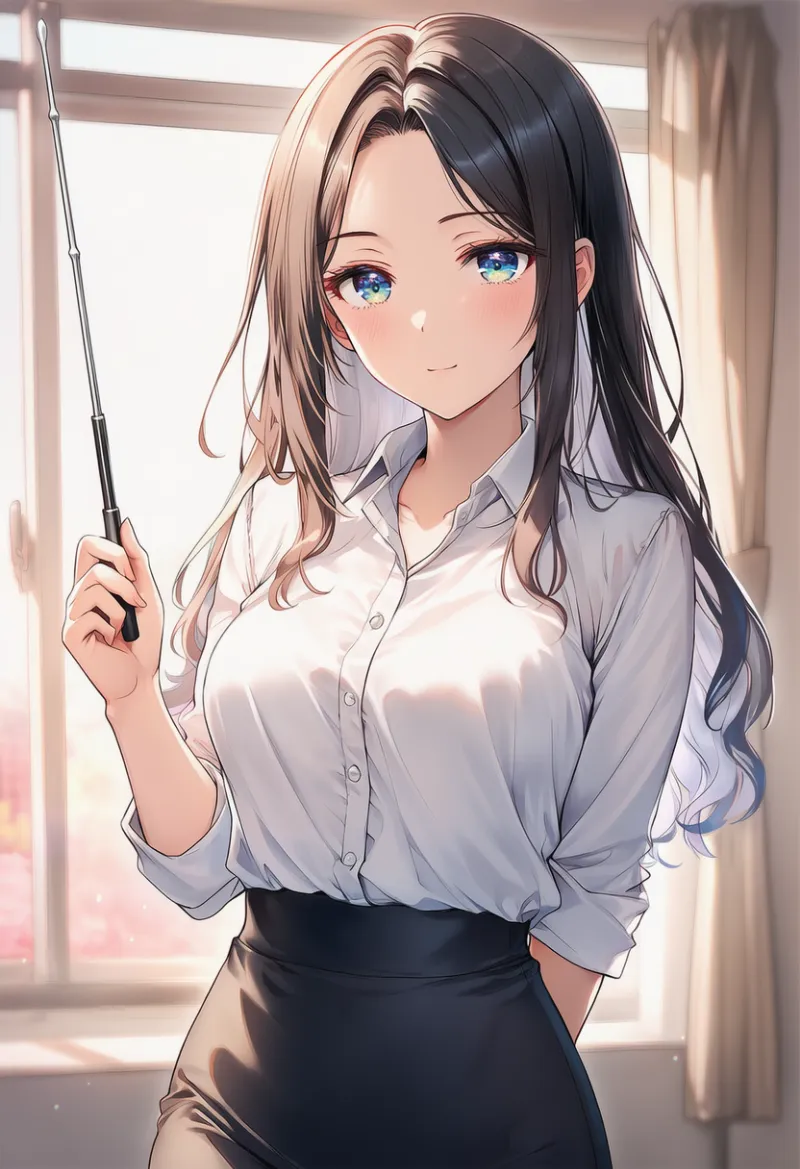 教鞭を持つ女教師のAIイラスト｜プロンプト紹介用